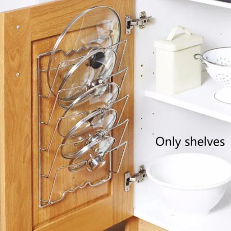 Maximize Kitchen Space with This Durable Stainless Steel Pot Lid Organizer