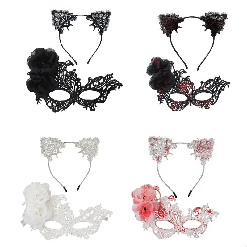 Versatile 2025 Masquerade Mask with Customizable Cat Ear Hairband for Stunning Halloween Looks